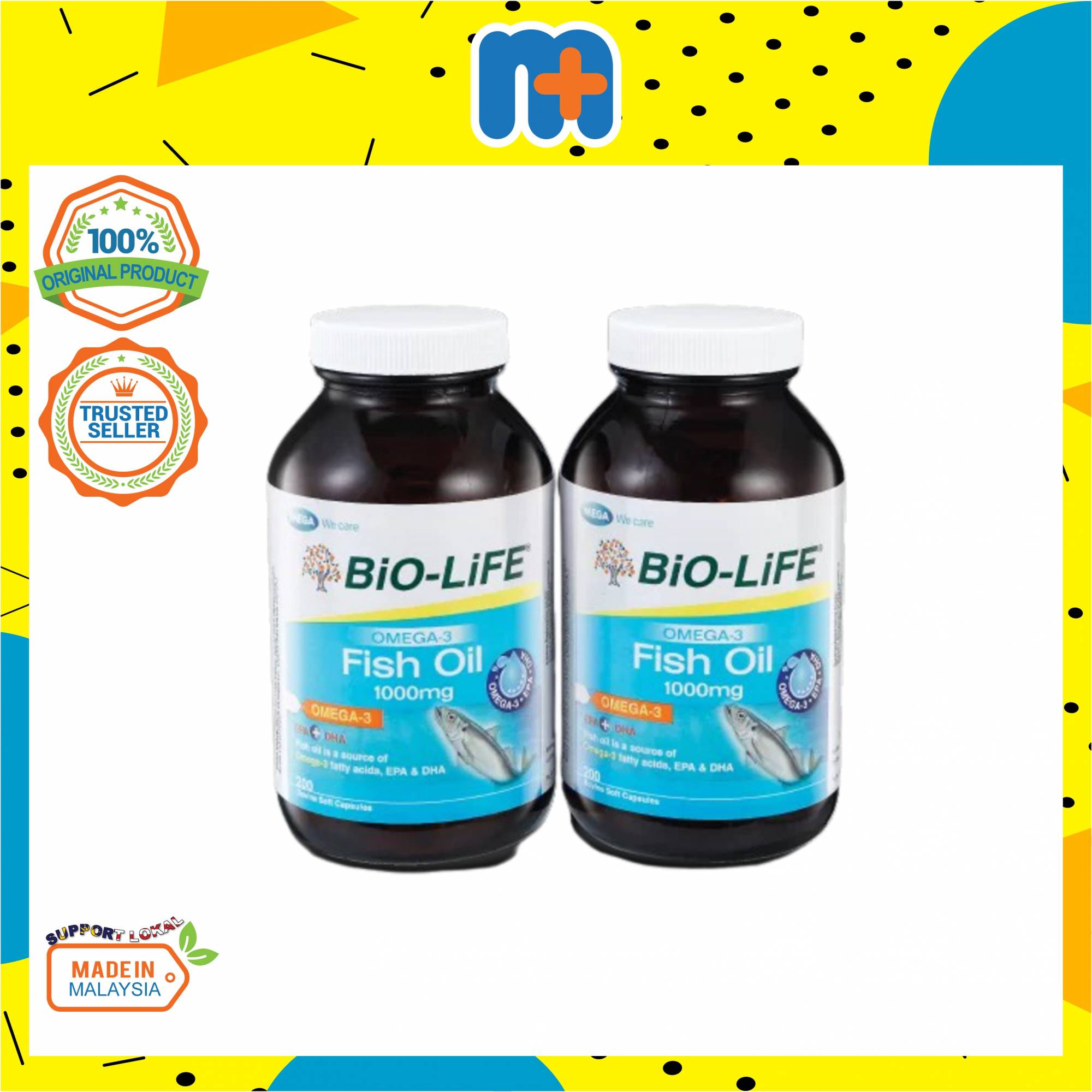 BIOLIFE Omega 3 Fish Oil 1000mg 200’s x 2